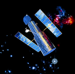 Artists impression of Hubble Telescope in orbit Artists impression of Hubble Telescope in orbit