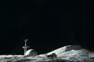 Artists impression of a manned moon base Artists impression of a manned moon base