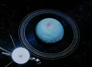 Artists impression of Voyager 2 at Uranus