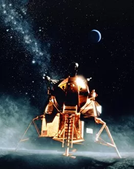 Images Dated 18th April 1989: Artwork of Apollo 11 lunar module on the moon