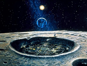 Images Dated 21st November 2002: Artwork of a city in a crater on the Moon