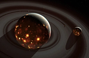Artwork of the early Earth-Moon system Artwork of the early Earth-Moon system