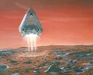 Images Dated 7th May 1998: Artwork of exploration module landing on Mars