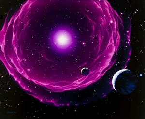 Artwork of a future Sun ejecting planetary nebula Artwork of a future Sun ejecting planetary nebula