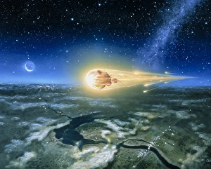Artwork of meteor entering Earths atmosphere Artwork of meteor entering Earths atmosphere