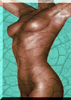 Artwork of naked female torso & cracked skin Artwork of naked female torso & cracked skin
