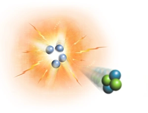 Nuclei Gallery: Artwork of nuclear fusion reaction