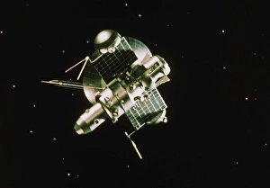 Artwork of the Soviet interplanetary probe Zond-3 Artwork of the Soviet interplanetary probe Zond-3
