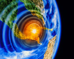 Images Dated 11th January 1995: Artwork of Yucatan asteroid impact