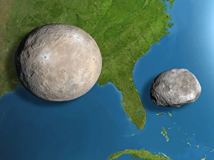 Asteroids Ceres and Vesta, scale artwork Asteroids Ceres and Vesta, scale artwork