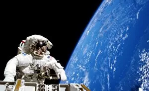 Astronaut performing a spacewalk