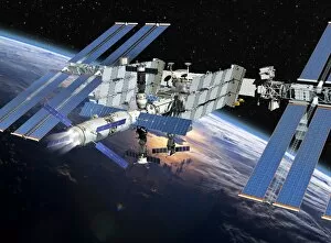 Images Dated 20th February 2012: ATV boosting the ISS, artwork