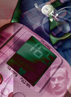 Blood pressure equipment, conceptual art Blood pressure equipment, conceptual art