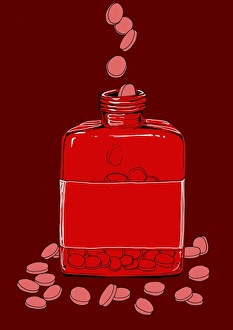 Bottle of pills, illustration C018/0899 Bottle of pills, illustration C018/0899