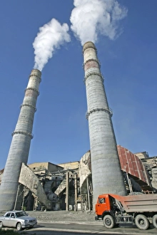Cement factory smokestacks Cement factory smokestacks