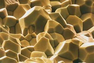 Coloured SEM of beryllium oxide crystals Coloured SEM of beryllium oxide crystals