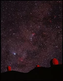 Comet Halley Gallery: Composite image of Halleys Comet & Mauna Kea