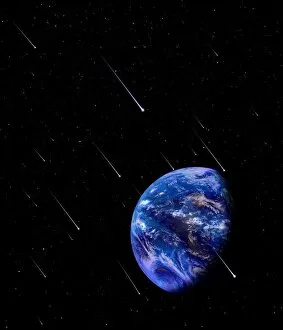 Images Dated 26th February 1999: Composite image of meteors approaching the Earth