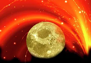 Images Dated 28th February 1997: Composite image of the moon & a bright vortex