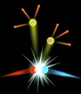 Images Dated 4th May 1999: Computer art of a positron-electron collision