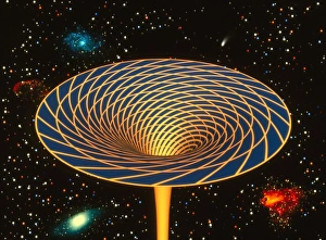 Images Dated 13th May 1998: Computer artwork of a black holes gravity well