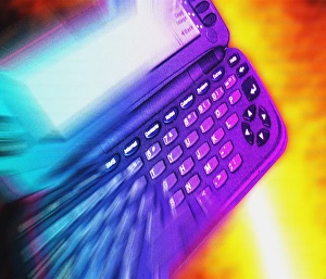 Computer Hardware Design Prints: Computer artwork of a palmtop computer