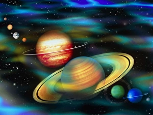 Computer artwork of Solar System planets Computer artwork of Solar System planets