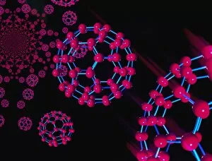 Images Dated 14th August 1997: Computer graphic of buckyballs (C60)