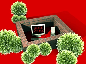 Computer virus attack, computer artwork Computer virus attack, computer artwork