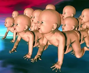 Images Dated 20th October 1999: Conceptual computer artwork of cloned human babies