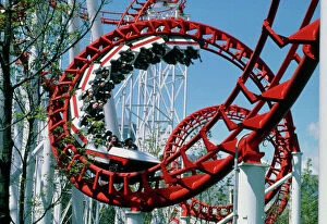 Corkscrew coil on a rollercoaster ride