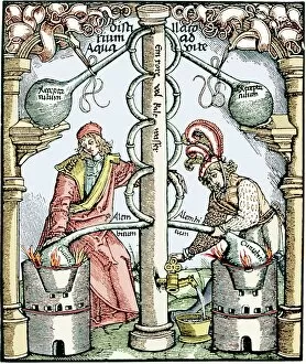 Latin Gallery: Distillation, 16th century woodcut