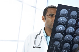 Doctor examining MRI scans Doctor examining MRI scans