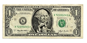US dollar bill, George Washington parody US dollar bill, George Washington parody