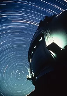 Images Dated 7th February 1994: The dome of the Keck Telescope and star trails