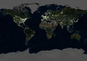 Images Dated 6th October 2009: Whole Earth at night, satellite image