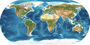 Earth, topographic and bathymetric map
