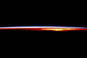 The Earths atmosphere at sunrise seen from orbit The Earths atmosphere at sunrise seen from orbit