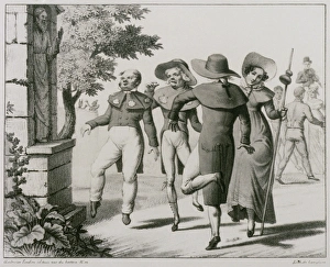 Engraving of a pilgrimage of epileptics Engraving of a pilgrimage of epileptics