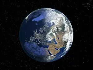 Human Population Gallery: Europe, night-day satellite image