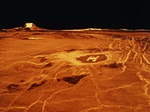 Images Dated 6th February 2004: False-col. 3D view of Cunitz Crater and Gula Mons