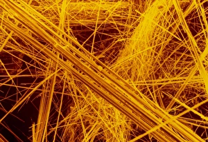 false col SEM of amosite fibres false col SEM of amosite fibres