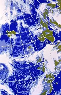 False-colour IR weather map, Europe & N.Atlantic