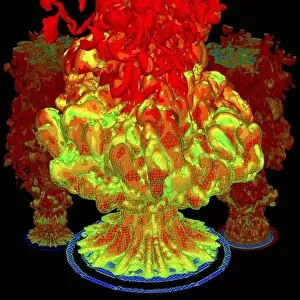 Fire plumes, computer simulation