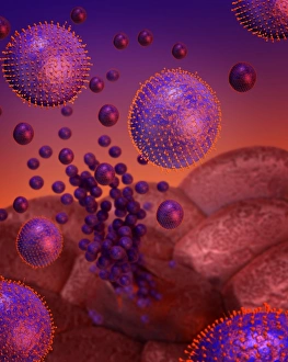 Microorganisms Gallery: Flu virus infection, conceptual image