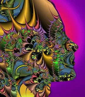 Fractal pattern and human face C013 / 5099