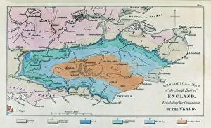 Images Dated 30th November 2010: Geological map, South-East England, 1830s