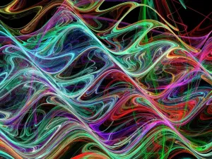 Graphics And Pattern Prints: Waveforms Print: Abstract Computer Artwork of a Ripping Wave