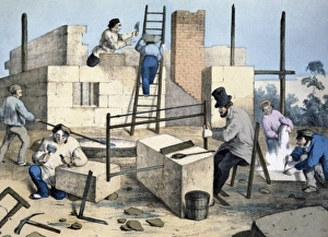 House construction, 19th century artwork