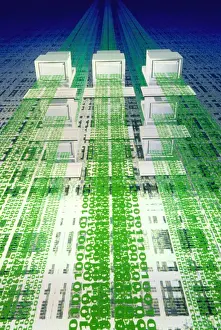 Computer Prints: Computer artwork print: Binary Digit Highway